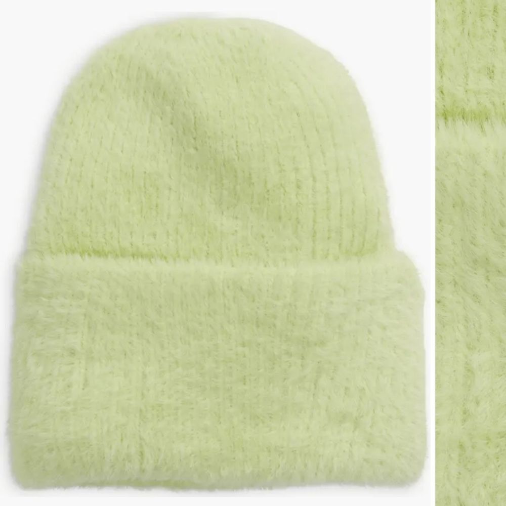 Open Edit Feafher Yarn Stretch Beanie, Ivory